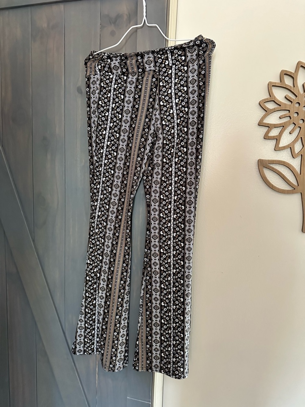 No Boundaries Black & White Patterned Wide Leg Pants